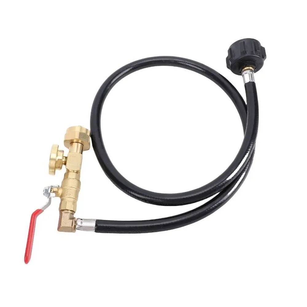 Convenient 3 Feet Propane Tank Refill Connector On/Off Valve Pressure Gauge Gas Bottle Adapter Hose QCC1 Type Filler Tube Hiking