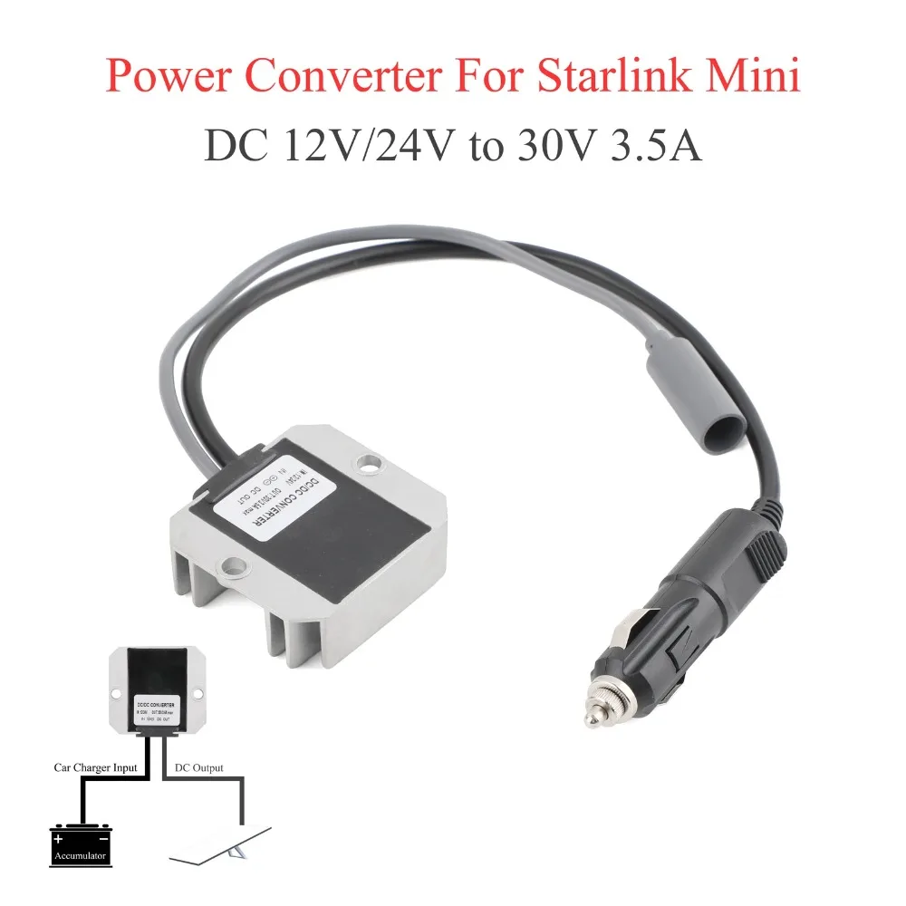 

MINI 12/24V to 30V 3.5A For Starlink extension cable DC male to female 3/5/10/20m + DC power converter car charger to DC female