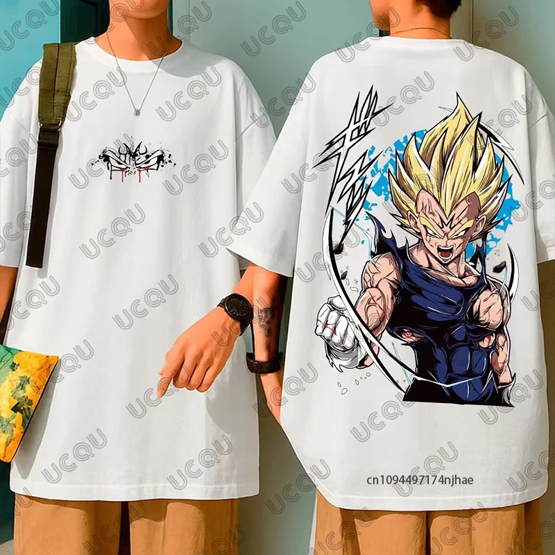

2026 Новая мужская хлопковая футболка с принтом японского аниме Dragon Ball Vegeta, летние повседневные футболки с короткими рукавами для косплея, спортивные топы унисекс