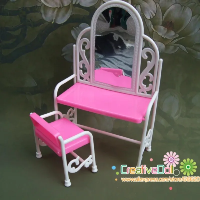 Funny Toys for Baby Girls Play House Toys Dresser Dressing Table with Chairs Doll House for Barbie Doll