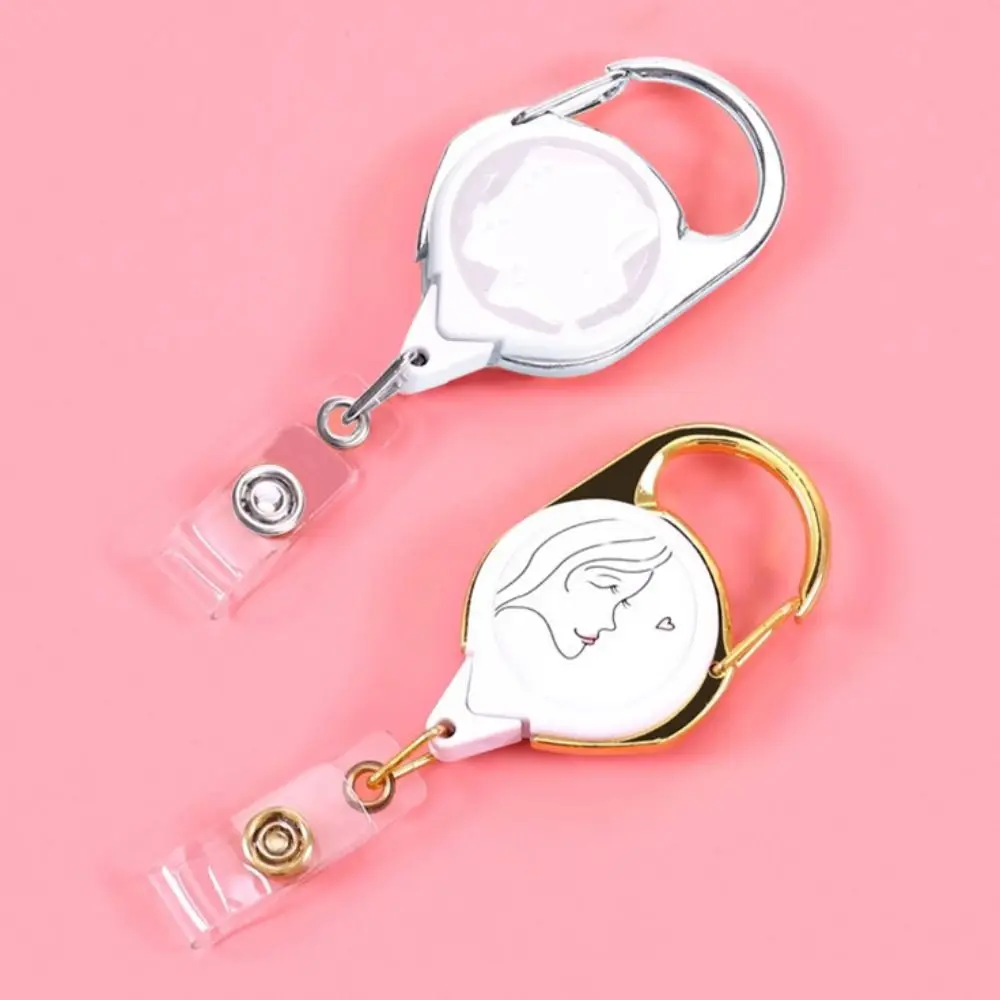 

Square Nurse Badge Holder Keyring Clips Name Tag Retractable Badge Reel Keychain Belt Clip Easy To Pull Buckle Office Suppliers
