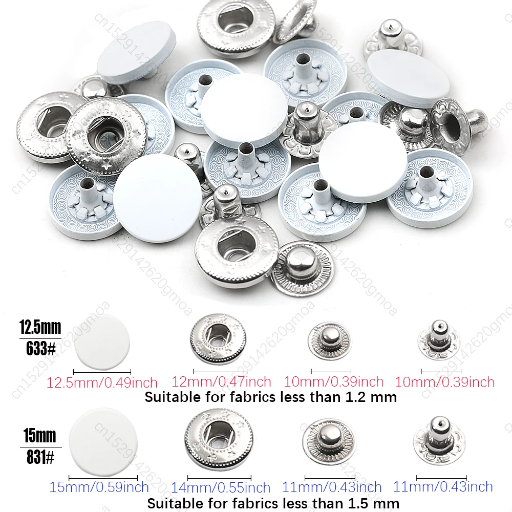 Stainless Steel Snap Buttons, 12.5mm & 15mm