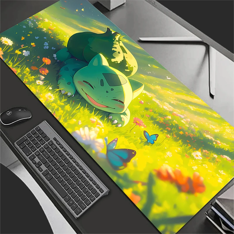 اضافية كبيرة الألعاب ماوس الوسادة ألعاب الكمبيوتر المحمول لوحة المفاتيح السجاد ماوس حصيرة عدم الانزلاق المطاط xxl P-Pokemons Bulbasaur الجدول البساط