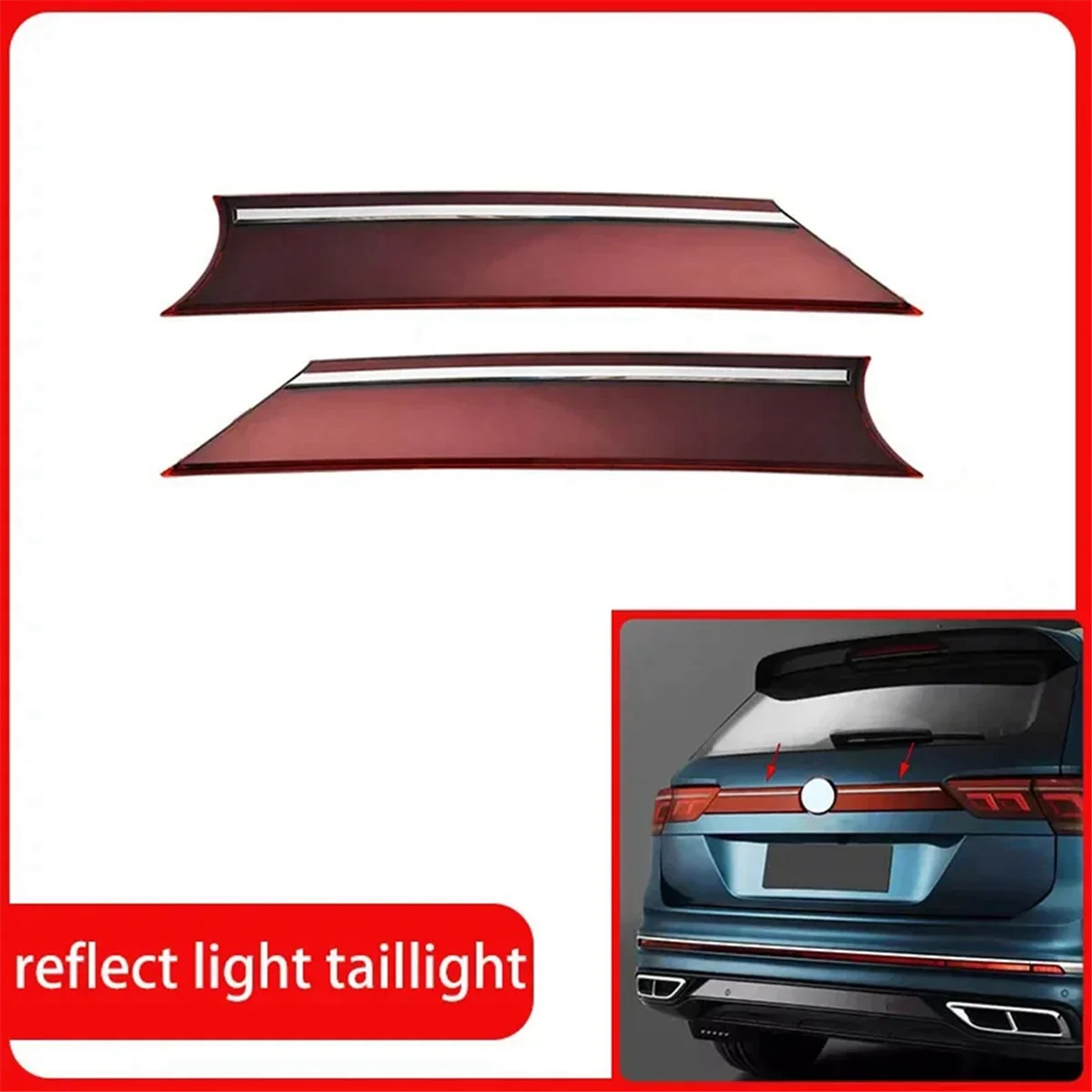 Voor VW Tiguan 2018-2022 Auto Achterdeur Kofferdeksel Cover Trim Reflecteren Licht Achterlicht