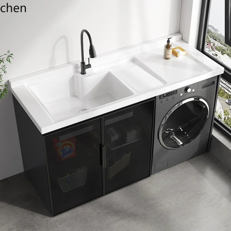 DSAGlass Door Honeycomb All-Aluminum Balcony Laundry Sink Integrated Cabinet Companion