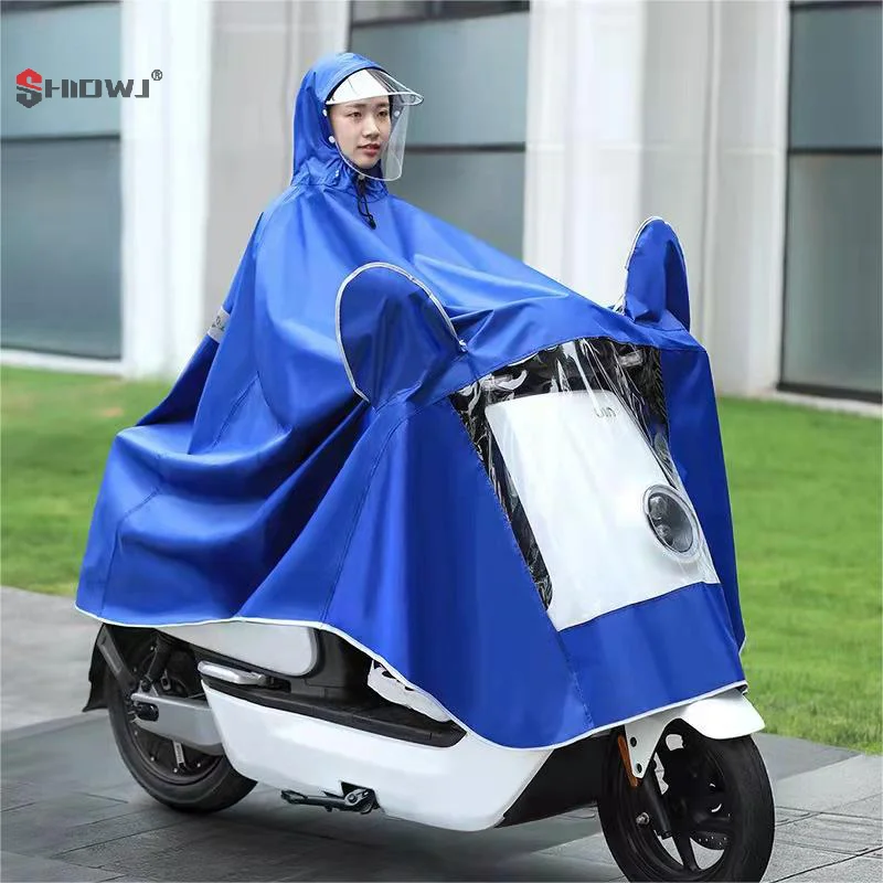 Motorcycle Raincoat Waterproof Hoodie Rain Cape Reusable Bike Rain Coat Mobility Scooter Outdoor Rain Poncho For Men Women