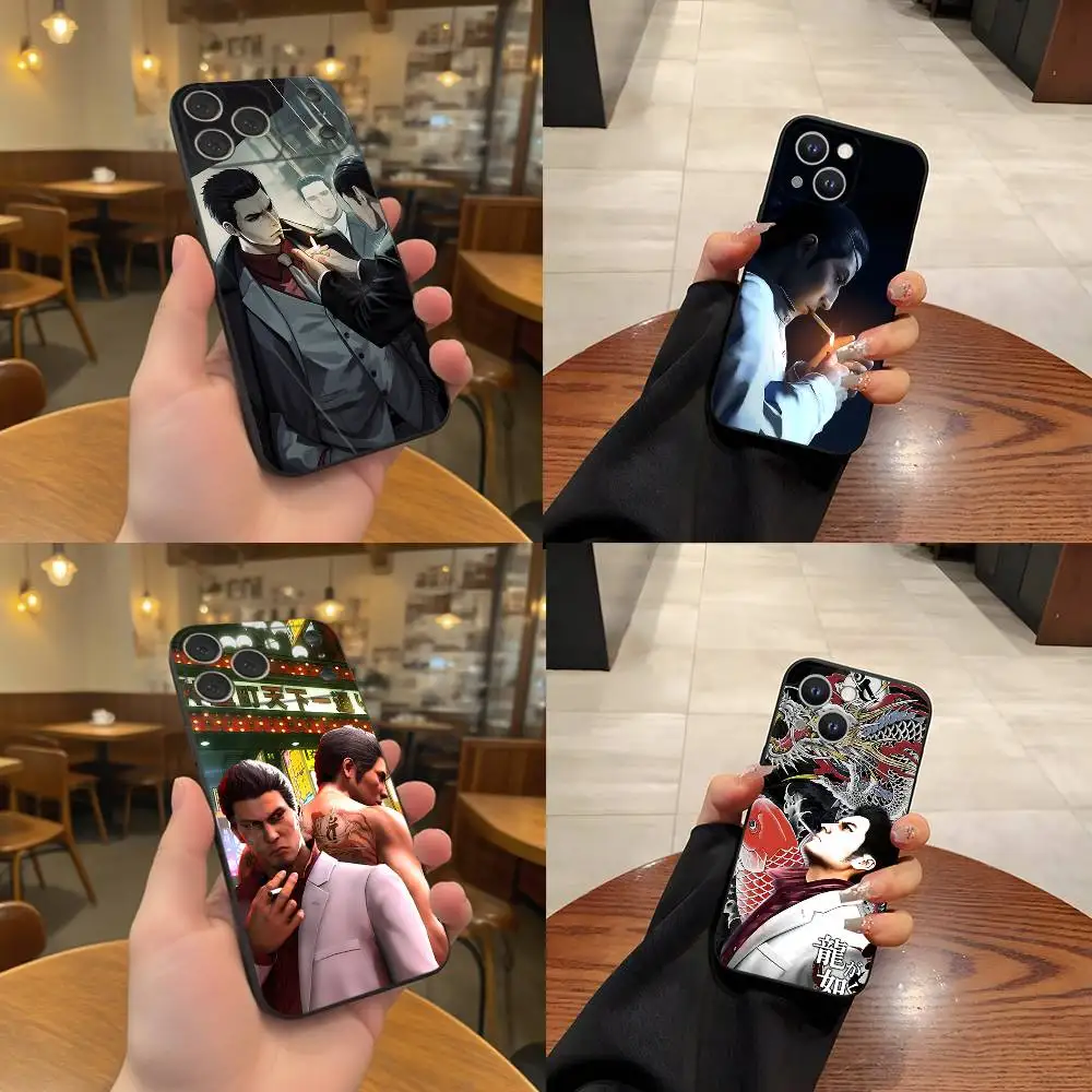 

Y-Yakuza 0 Game Black Soft Cover Phone Case For iPhone 17,16,15,14,13,12,11,Pro,Max,Plus
