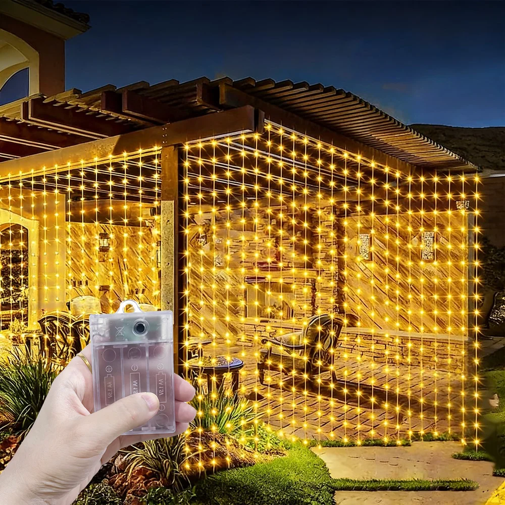 

Battery Wedding Party Fairy Lights String LED Christmas 8 Mode Holiday Curtain Lights Festoon Christmas Decor for Home Room Lamp