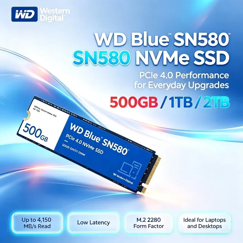 WD Blue SN580 M.2 2280 PCIe 4.0 NVMe SSD 500GB 1TB 2TB High Speed Internal Hard Drive Storage For Notebook Desktop Computer