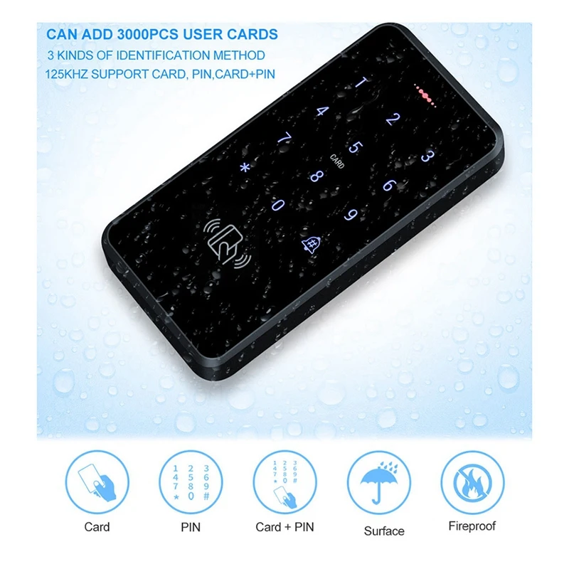 Đầu Đề Cập Đến IP68 Chống Nước Điều Khiển Truy Cập Bàn Phím Ngoài Trời RFID Bộ Điều Khiển Truy Cập Cảm Ứng Cửa Mở Hệ Thống Với 125Khz Chìa Khóa Thẻ