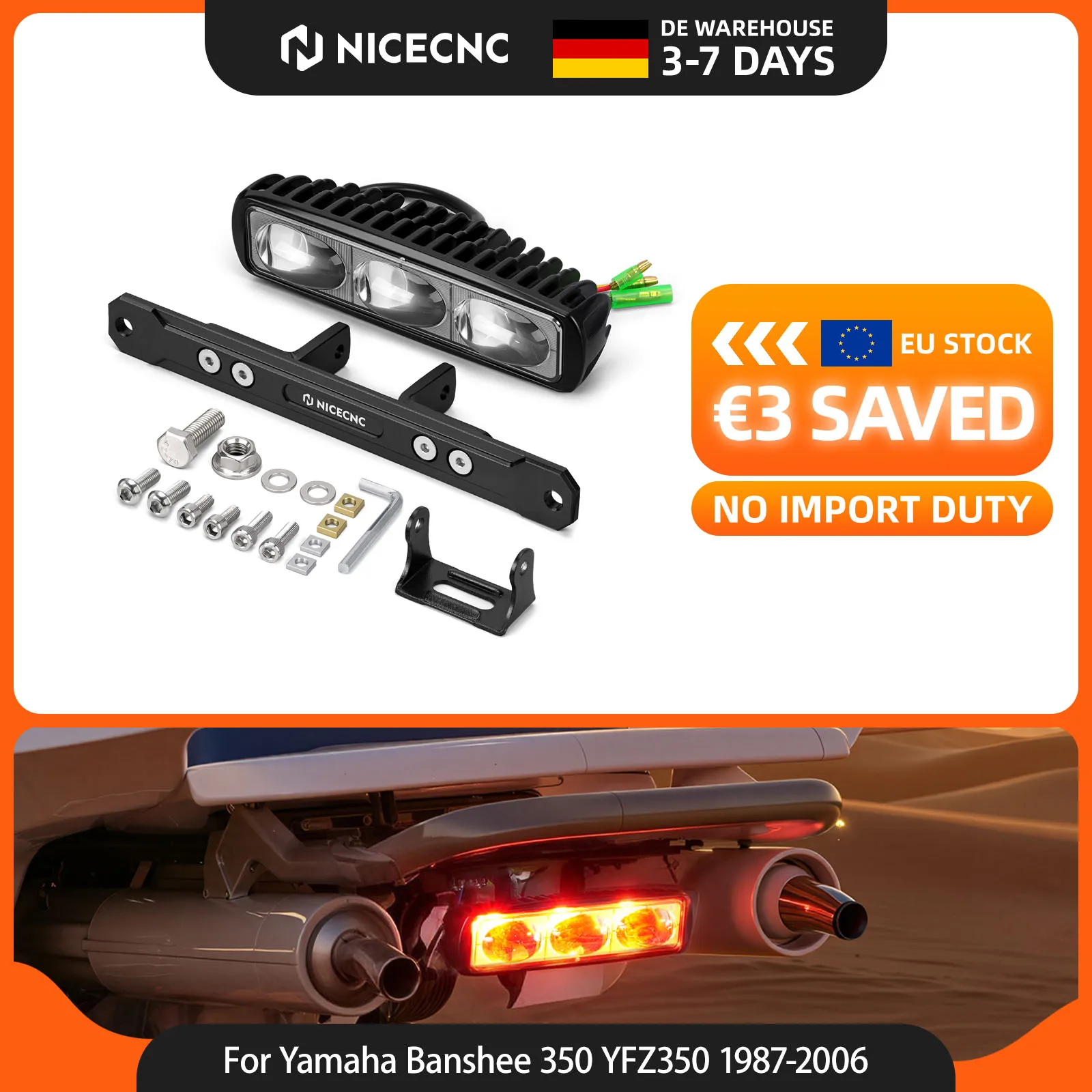 NICECNC Bremsrücklicht für Yamaha Blaster 200 2002-2006 ATV, für Yamaha Banshee 350 WARRIOR 350, IP68 wasserdichtes Zubehör