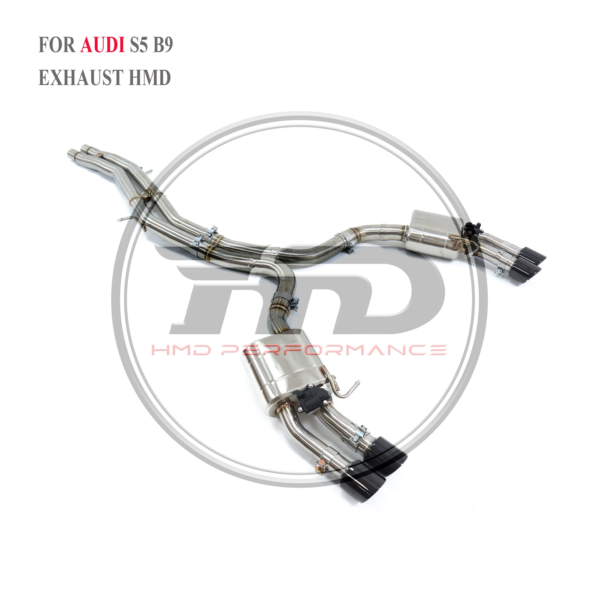 HMD Stainless Steel Exhaust System Performance Catback for Audi S4 S5 B9 3.0T Muffler With Valve