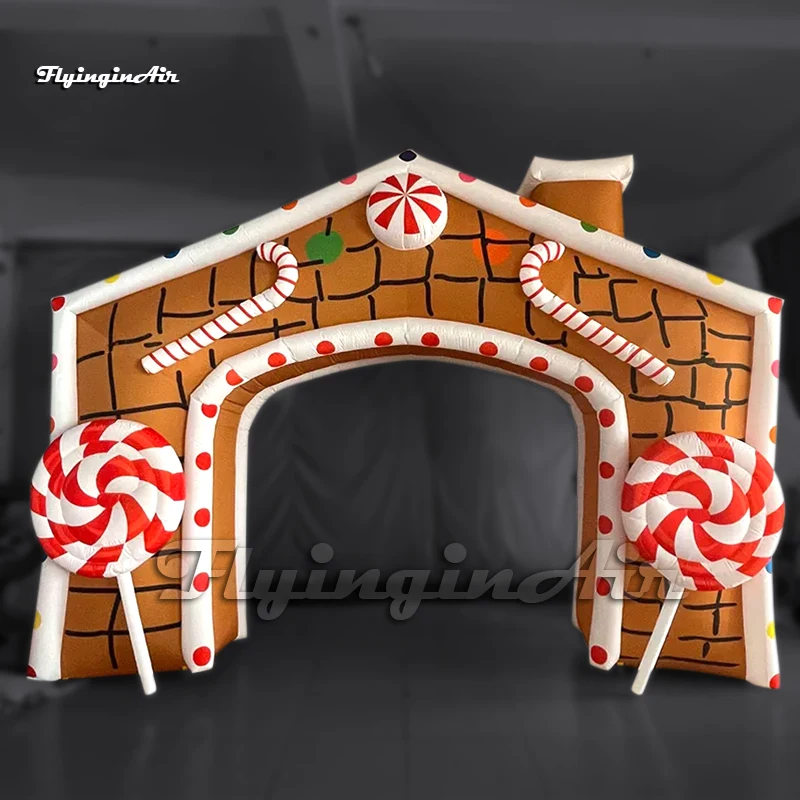 

Outdoor Christmas Arch Inflatable Gingerbread House With Candy For Entrance Decoration