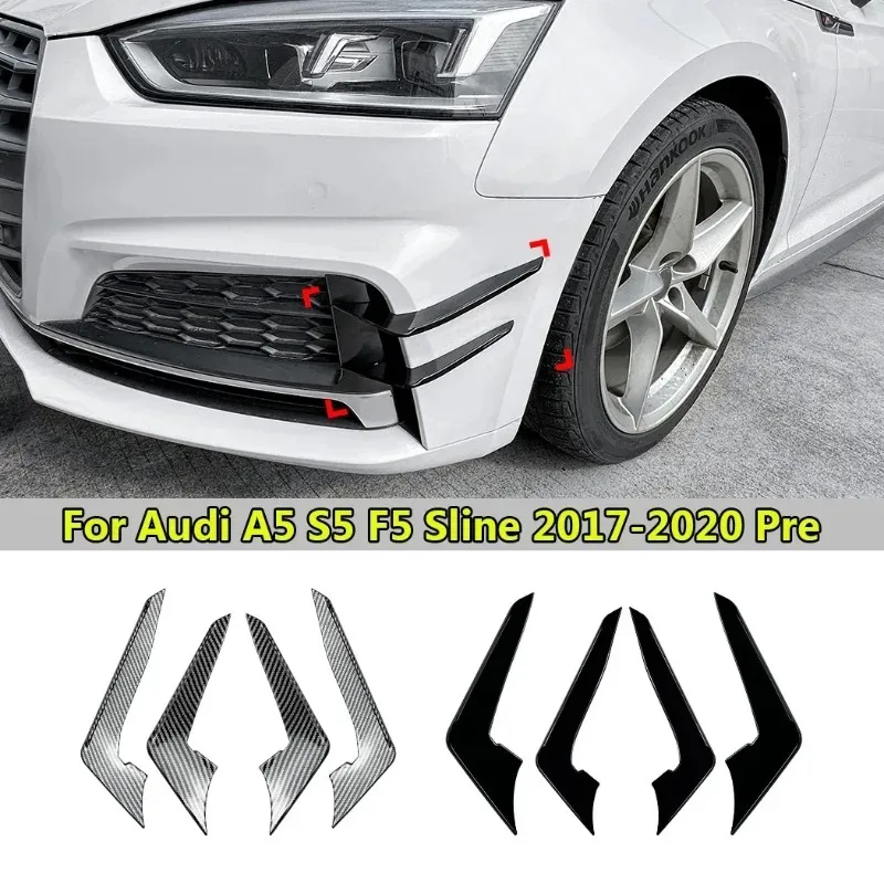 Carbon Fibre for Audi A5 S5 F5 Sline 2017-2020 Pre Front Bumper Side Spoiler Kit Wind Knife Spoiler Replacement Car Modification