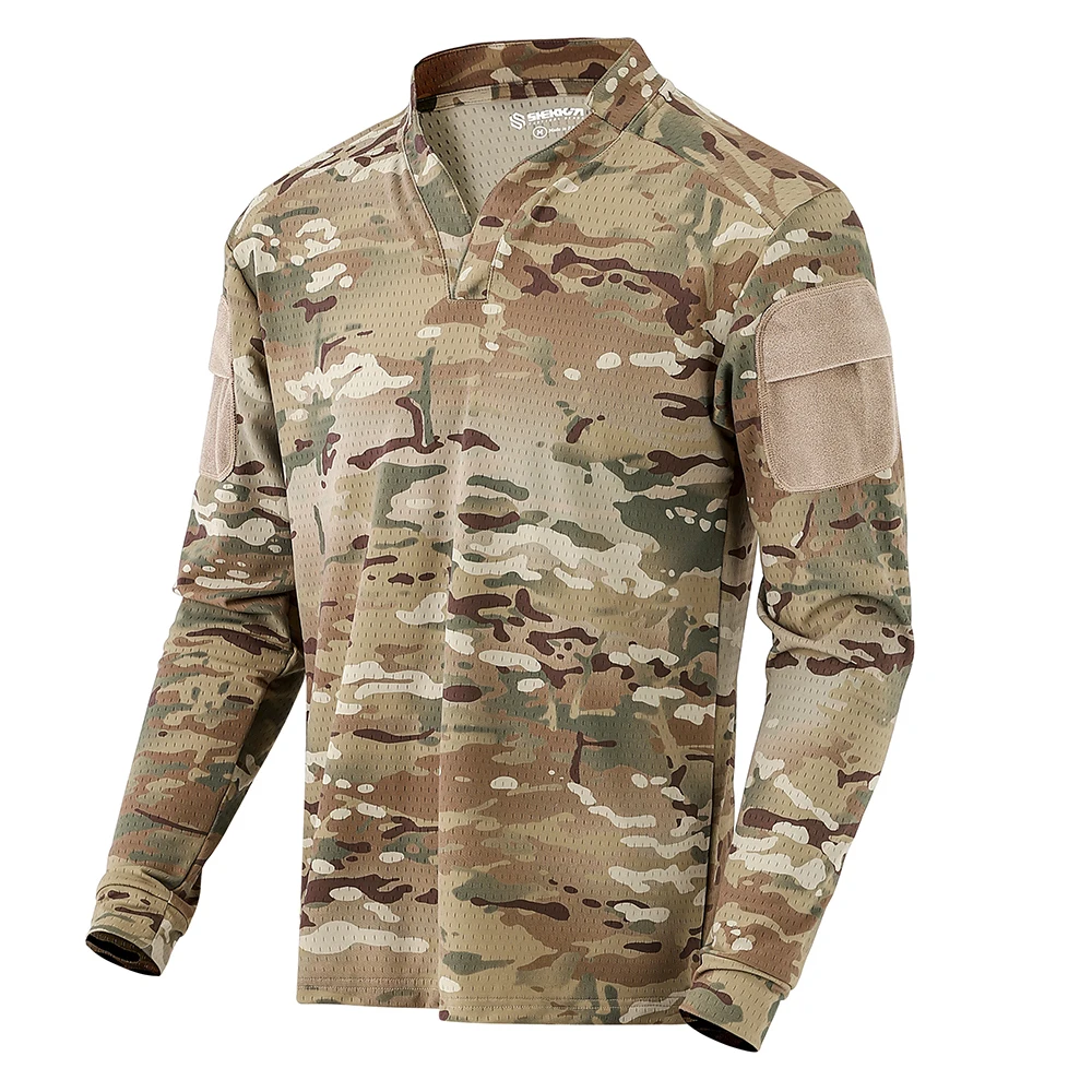 شيكينغيرز سرعة نمط الرجبي قميص سريعة الجافة التكتيكية طويلة الأكمام تي شيرت CAG الحب