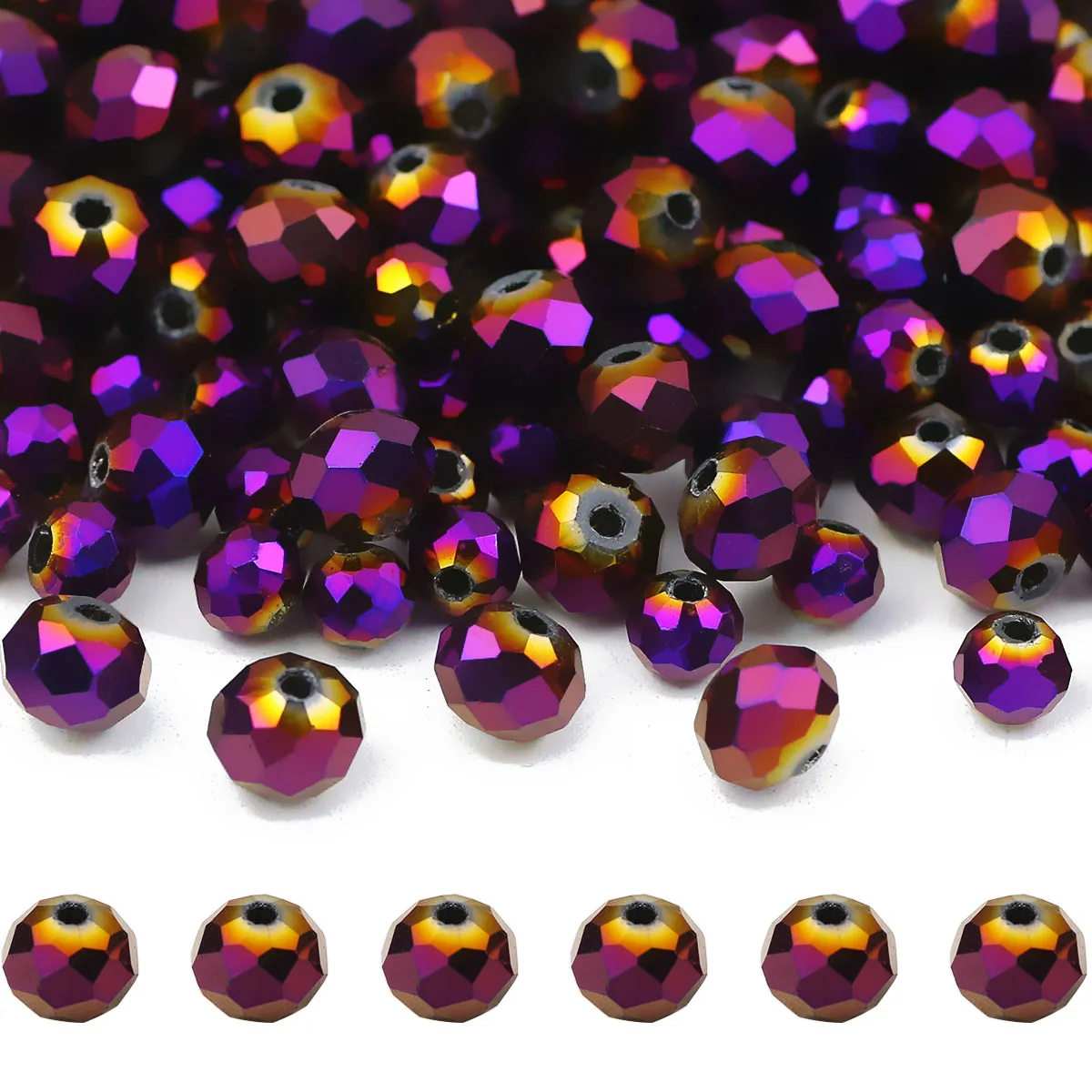 Flat Round Cut Angle Plating Purple Austrian Crystal Spacers Loose Beads 3/4/6/8mm For Jewelry making DIY Bracelets Accessories