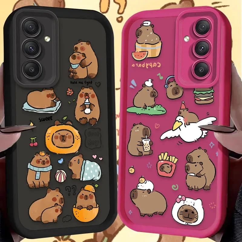 Lovely Cartoon Capybara Case for Samsung Galaxy A35 A55 A15 A25 A16 A06 A05 A05S A24 A13 A23 A12 A22 A32 A52 A71 A51 4G Cover