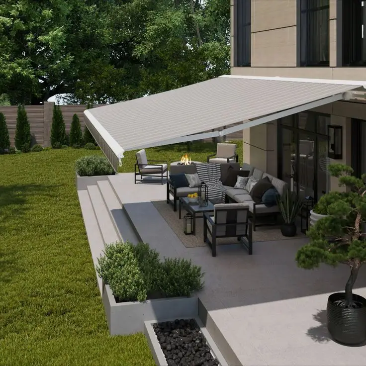 Heavy-duty Manual Retractable Aluminum Frame Awning with Uv Resistant Rainproof Fabric for Home Garden Outdoor Use High Quality