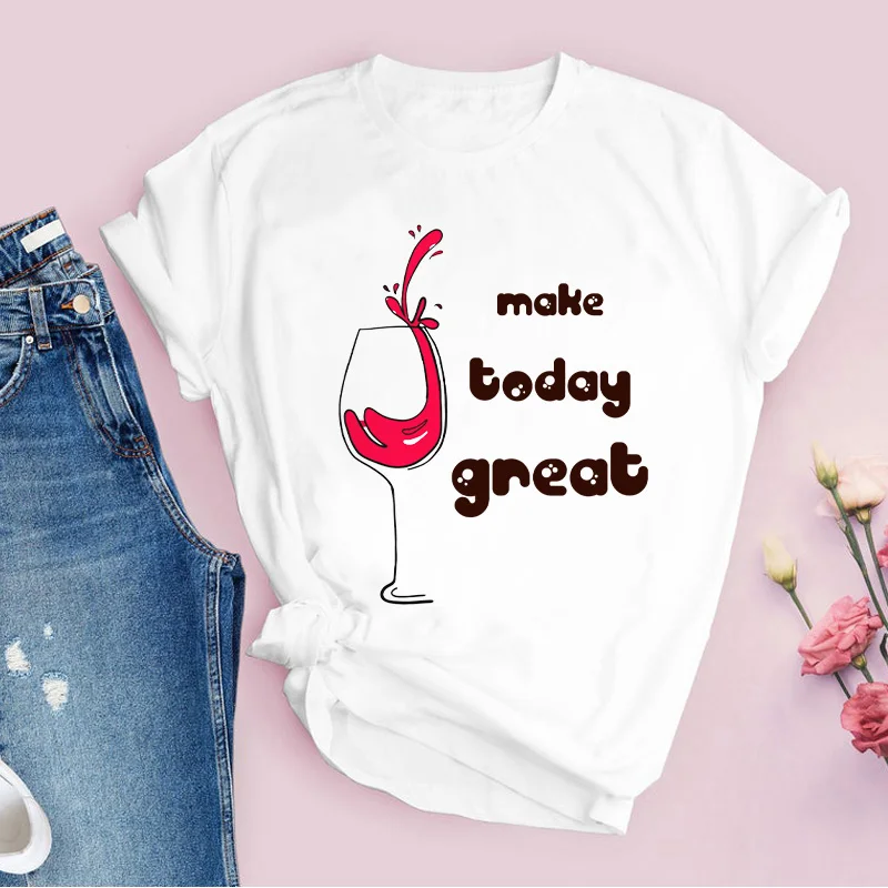 Women Tshirt Tops variety of wine Print Fashion Trend Lady T shirt Kawaii Clothing Graphic Cartoon Tops Tee Female T-Shirts