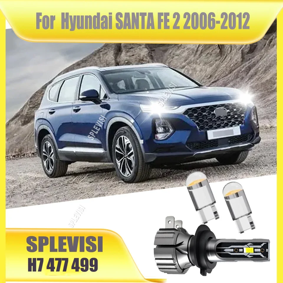 

High-Intensity H7 LED White Headlight Bulb High Low Car Accessoire For Hyundai SANTA FE 2 2006 2007 2008 2009 2010 2011 2012