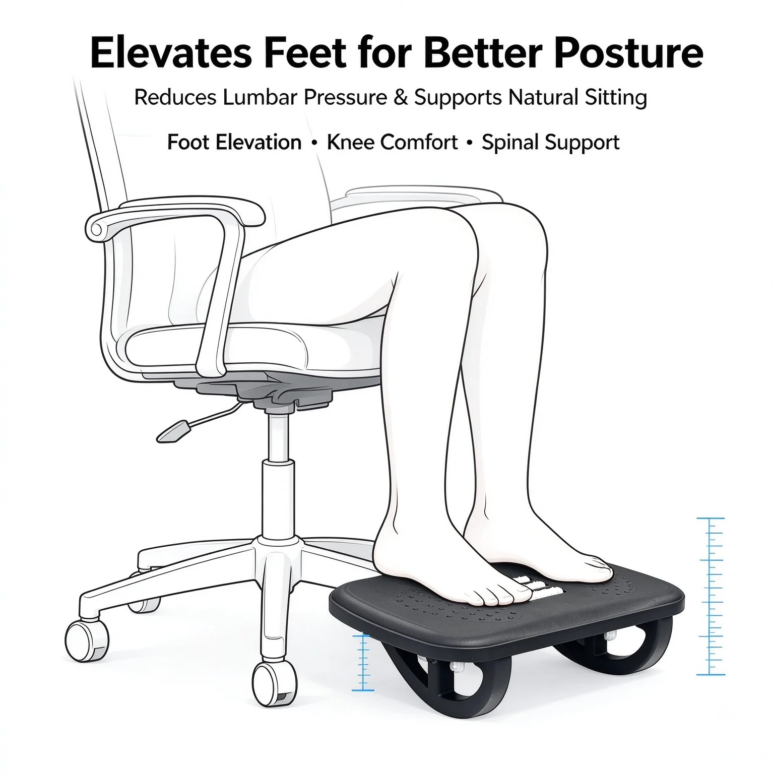 Ergonomic Rocking Footrest Under Desk Rocker Balance Board Comfort Foot Stool for Home Office Workstation