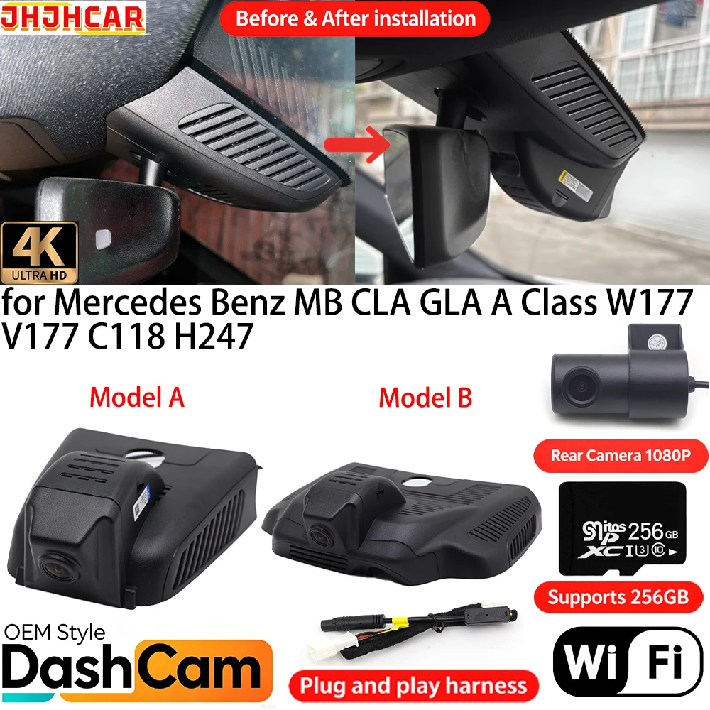 for Mercedes Benz MB CLA GLA A Class W177 V177 C118 H247 ﻿Wifi OEM DVR 4K Dash Cam Front Rear Camera Night Vision Video Recorder