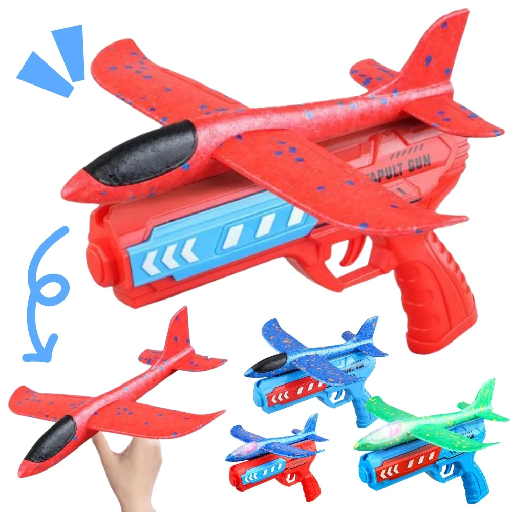 Airplane Launcher Toys Outdoor Sports Flying Toys Foam Launcher Catapult Plane Gun Catapult Plane Birthday Gifts for Boys Girls