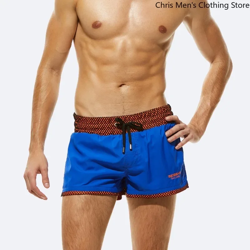 

Модные повседневные шорты для отдыха контрастного цвета, летние мужские пляжные шорты, быстросохнущие брюки три четверти для спортивного фитнеса