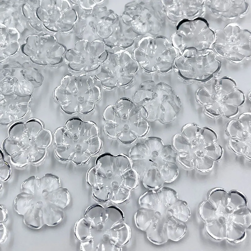 50pcs 15mm Silver transparent rose flower acrylic buttons for decoration handmade craft sewing accessories PH368