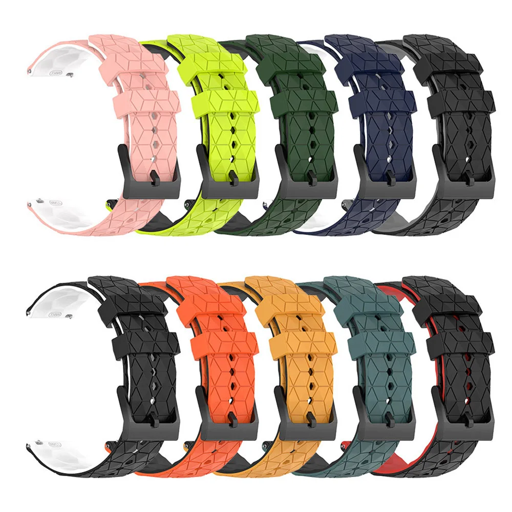 20mm 22mm Football Pattern Silicone Strap For Huawei/Huami Amazfit Smartwatch Band For Samsung Galaxy Watch 6/5/4 Gear S3