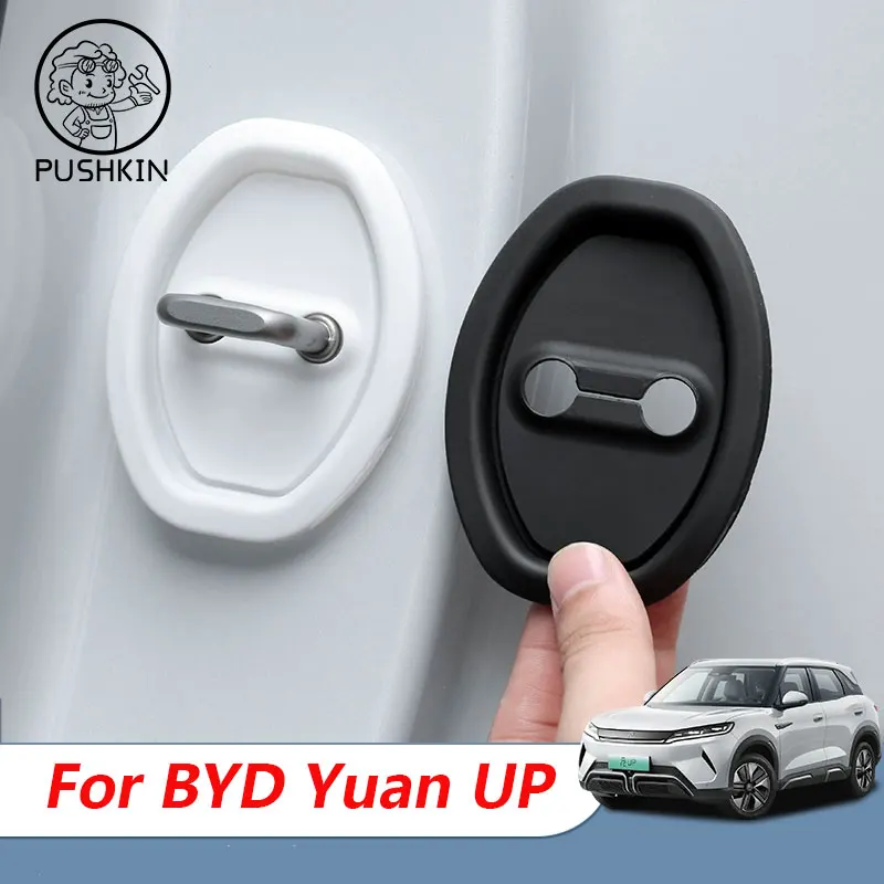 4pcs Silicone Car Door Lock Buckle Anti-collision Protective Cover For BYD Yuan up yuan pro EV 2024 2025 Accessories