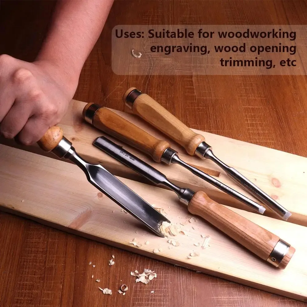 Half Round Wood Chisel 1/4pcs 8-25mm Chrome Vanadium Steel Carving Gouge Tool