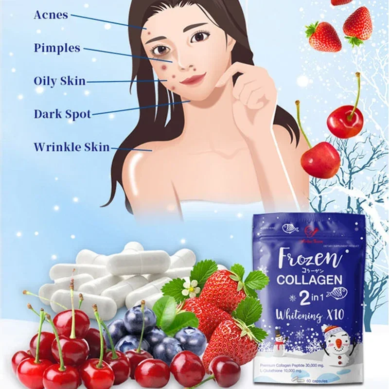 2 bags of 120 2-in-1 frozen collagen pills, peptide whitening capsules, body care, slim figure and smooth skin