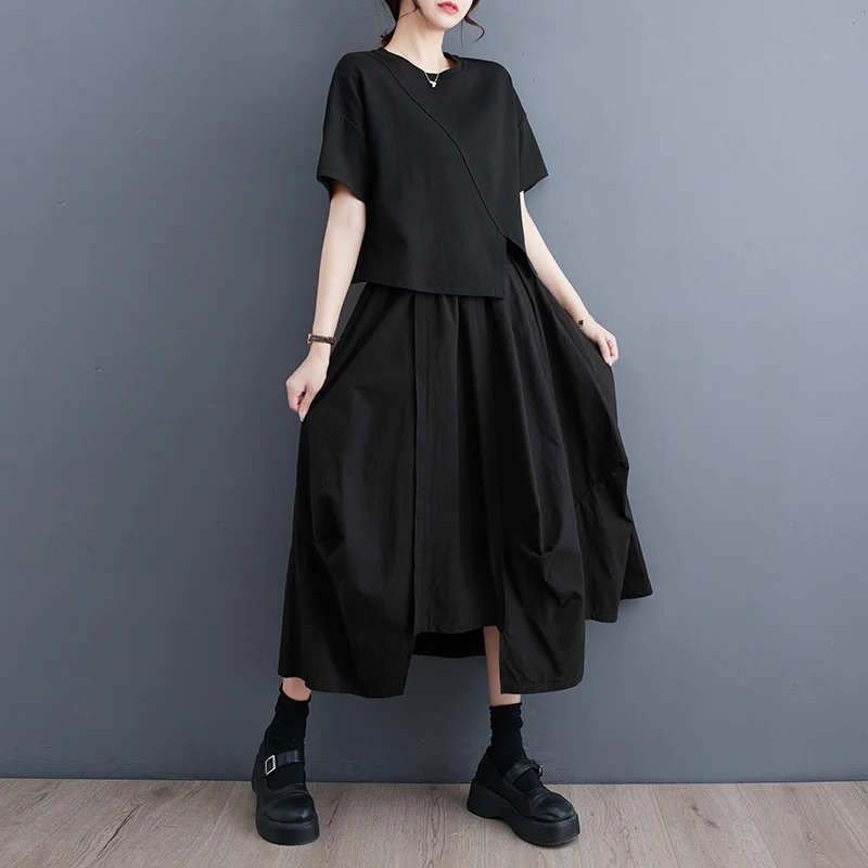 Bla Afslankende Grote Maat Damesrok Dun Ongelijk Ontwerp Hoge Taille A-lijn Lange Dr Zomer 20223 Faion Trend