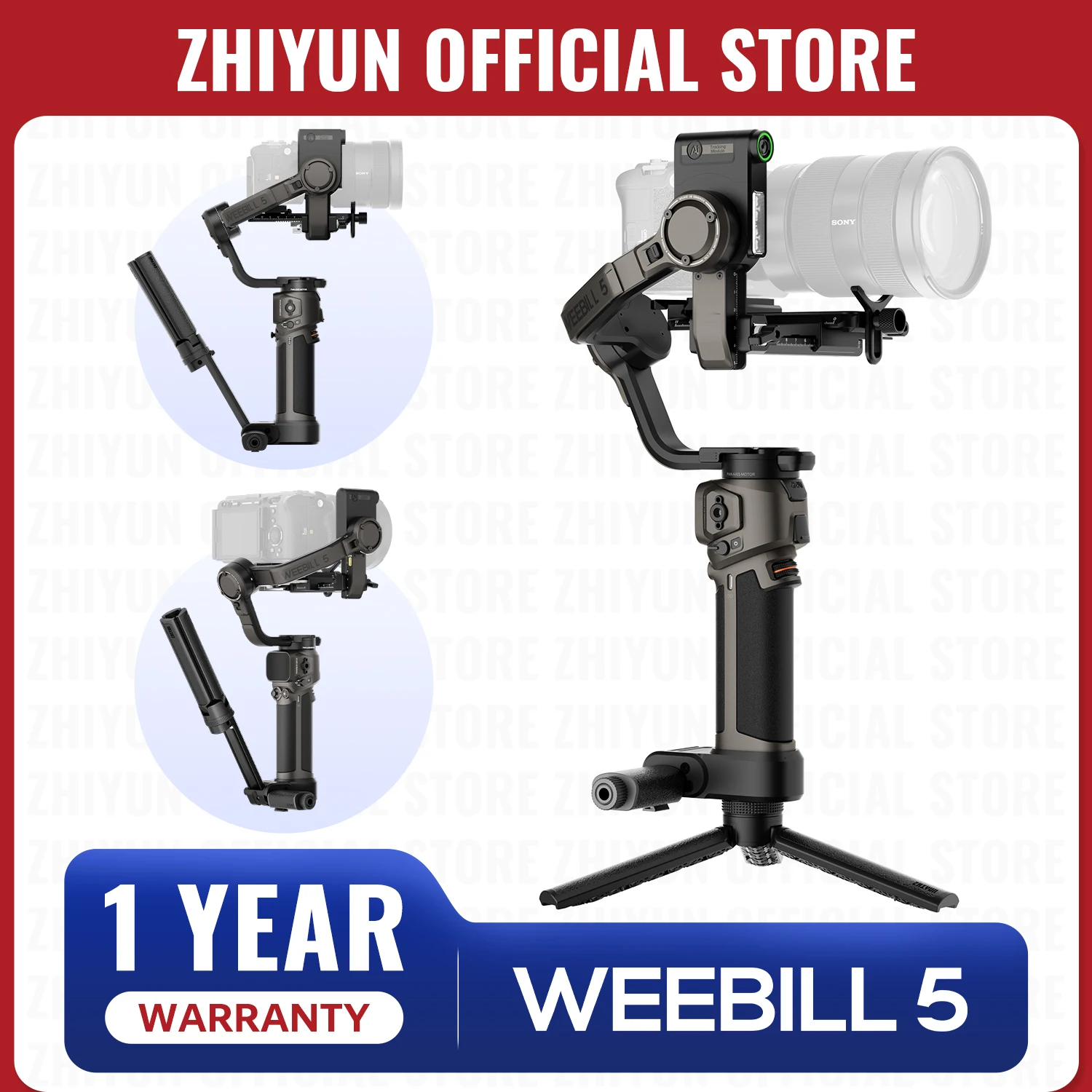 ZHIYUN Official WEEBILL 5 Camera Stabilizer Handheld Gimbal with AI Tracking 1.8inch Touchscreen for Canon/Sony/Nikon/Fujifilm