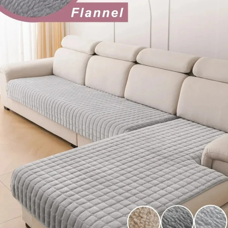 L-shaped Corner Flannel Sofa Cover Universal Living Room Sofa Cover