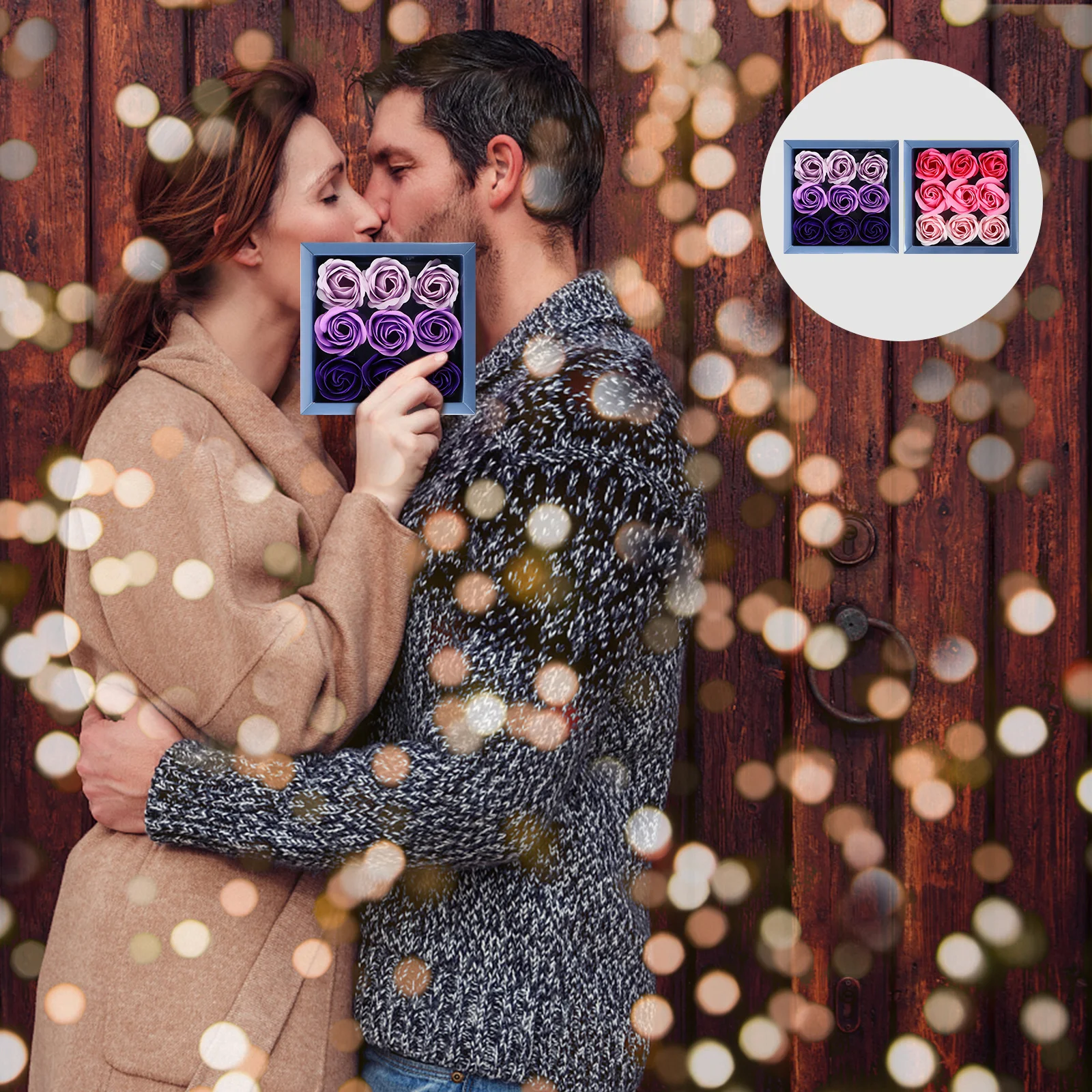 

2 коробки, градиентный букет из мыла розы, подарочная коробка, романтический мыльный цветок, декоративный букет, подарок, искусственный цветок, подарок