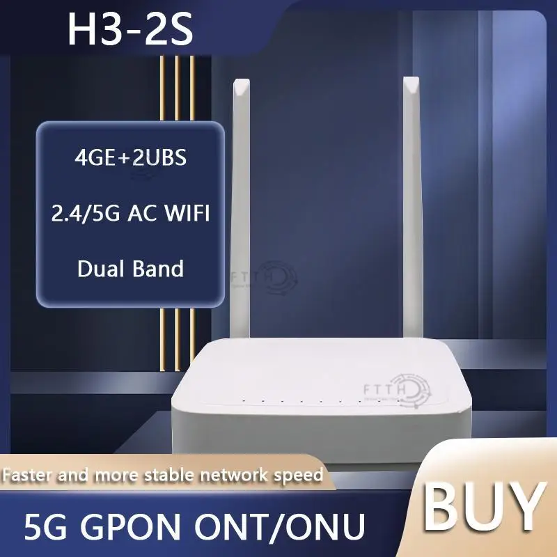 Top! 5G GPON ONT H3-2S 4GE +2USB Dual Band AC ONU WIFI ONT PPPOE FTTH Modem Fiber Optic Without Power Supply Second Hand