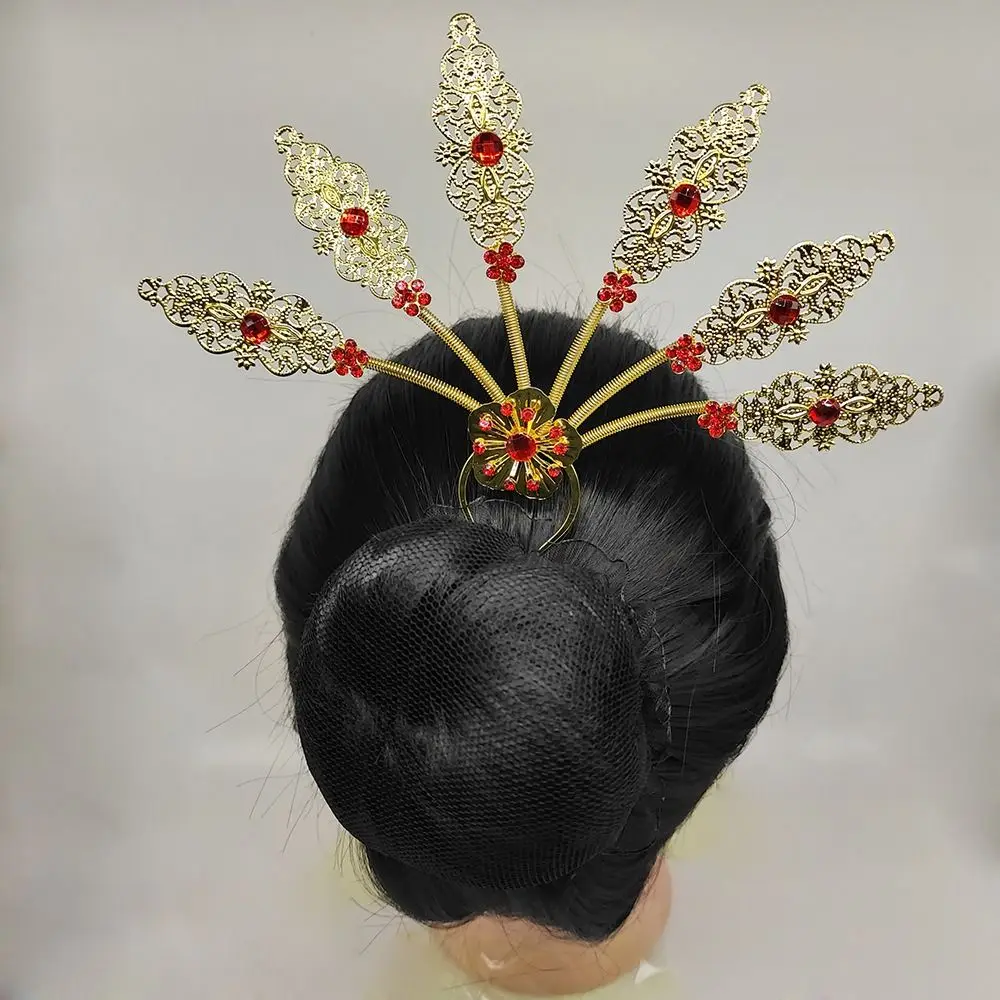 

Ancient Style Headwear Thai Headdress Leaf Ancient Hanfu Headwear Metal Hair Sticks Flower Crystal U Shape Hairpin