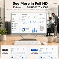 AOC 23.8 Inch All In One PC Desktop Computer, AMD Ryzen 5 3500U Processor, 16GB DDR4 RAM, 512GB SSD, Radeon Vega 8 Graphics, FHD 60Hz Display, Dual Speakers, WiFi, Wireless Keyboard And Mouse Included, Home Office Computer 4