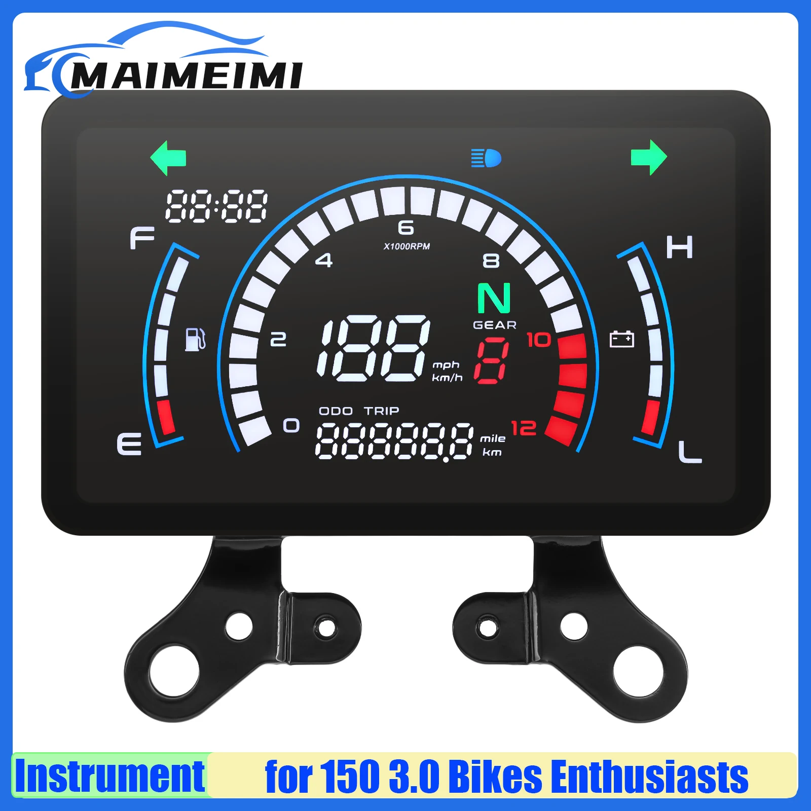 

Цифровая приборная панель мотоцикла, светодиодный тахометр, 12 В, дисплей скорости пробега для 150 3,0, энтузиастов велосипеда, приборная панель двигателя на заказ