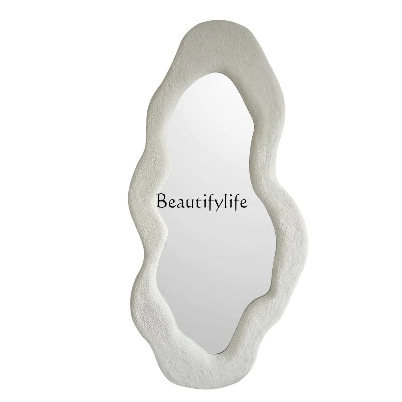 

Wabi-sabi cream full-length mirror, American irregular ins bedroom dressing special-shaped art fitting mirror