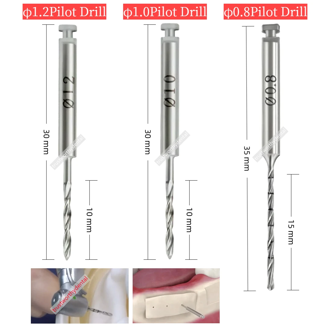 

Dental GBR Bone Screw Drill Pilot Drill φ0.8/1.0/1.2 Cortical Perforate Twist Drill Pre-Drilling Guided Bone Regeneration