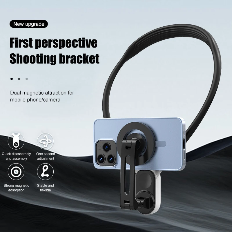 Magnetic Neck Mount For MagSafe Phone Neck Cell Holder POV/Vlog Selfie Hand Free Neck Holder Chest Stand Strap Video Recording