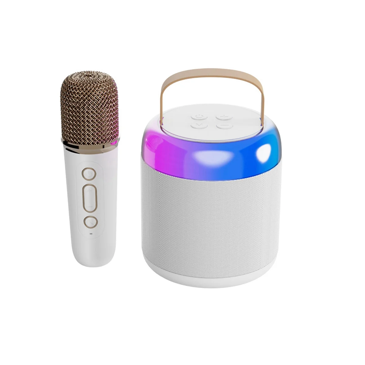 Microfone portátil ao ar livre com alto-falante Bluetooth, canto nacional, casa KTV Audio, branco