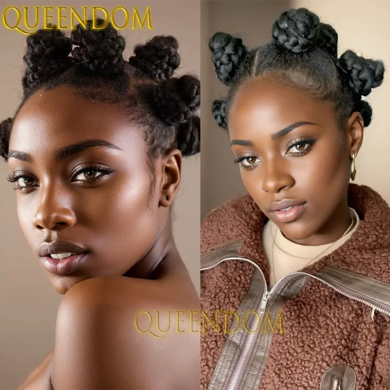 Bantu Knots Synthetic Braided Wig Knotless Crochet Box Braids Wig For Black Women Full Lace Distressed Heat Resistant Braid Wig