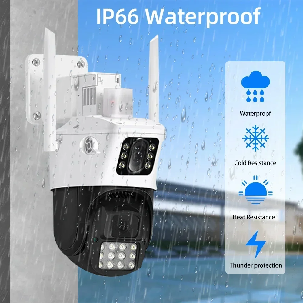 Imagem -06 - Kits de Vigilância Cctv Dual Lens Wifi Câmera Ptz 4k 8mp 10ch Poe Nvr hd Câmera ip ao ar Livre 6mp Auto Tracking Proteção de Segurança