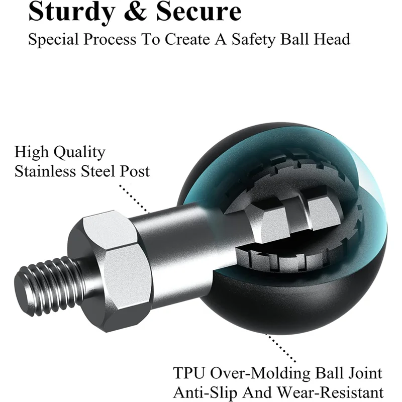 1Inch Ball Adapter with M6 x 1.0 Threaded Post Compatible for RAM Mounts B Size 1 Inch Ball Double Socket Arm