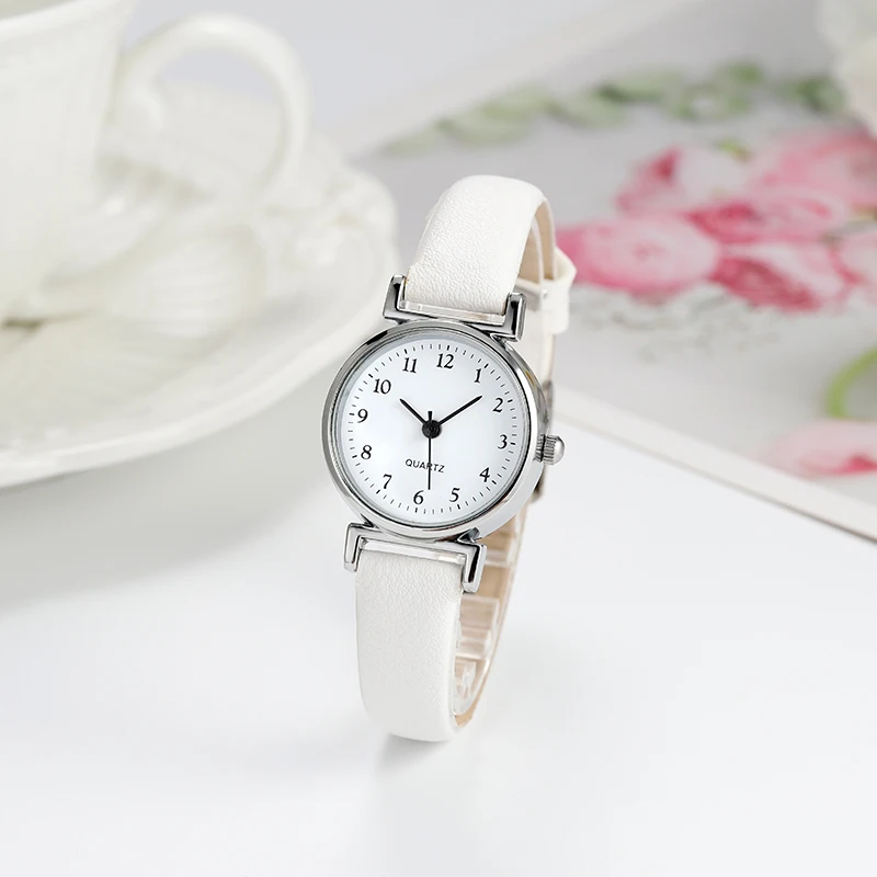 Foreign trade popular girls watch small small round watch leather quartz watch