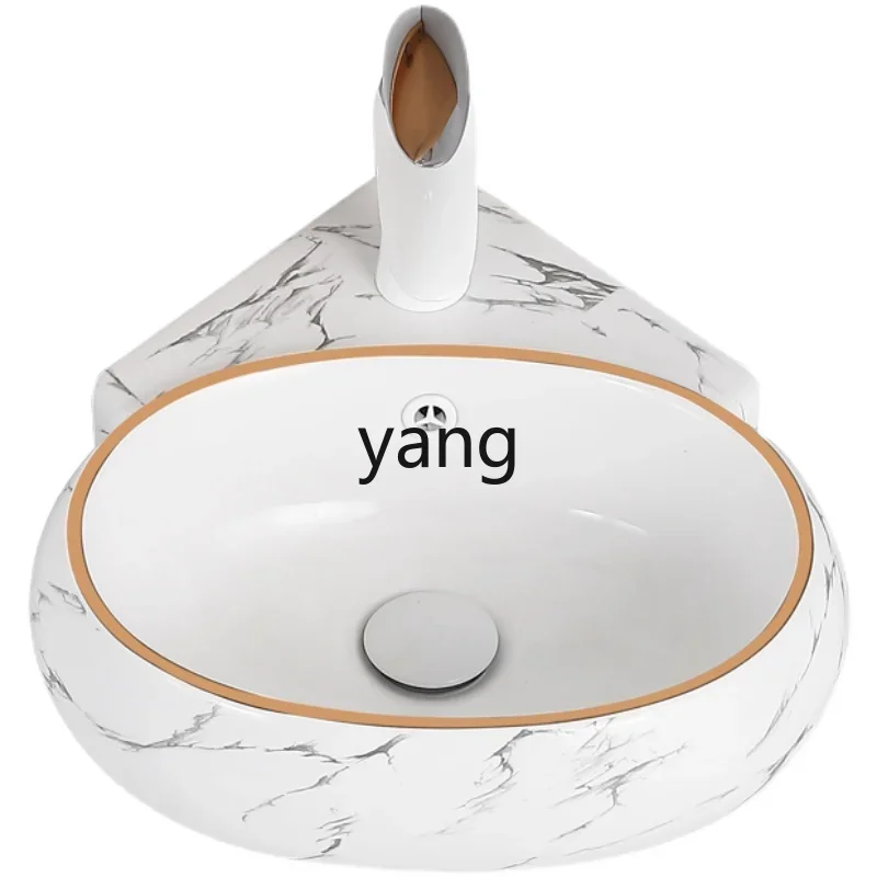 LMM wall-mounted ceramic washbasin mini bathroom balcony triangular Phnom Penh washbasin